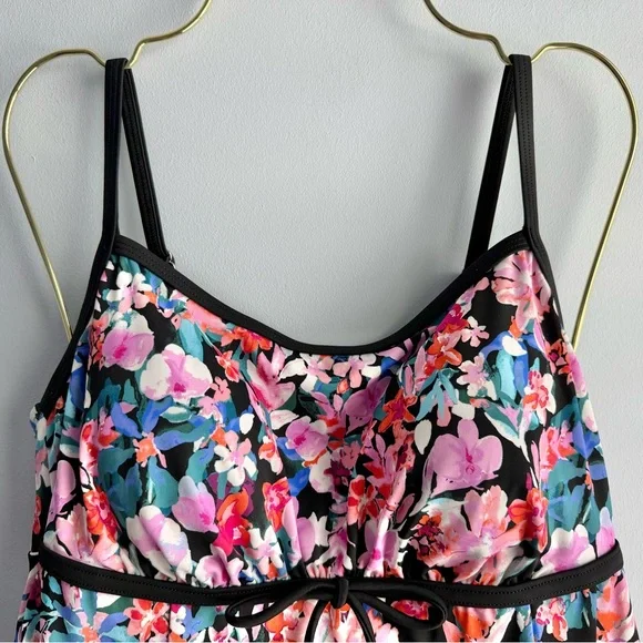 Swim Solutions Women’s Floral Tummy Control Empire Swim Dress Size 10